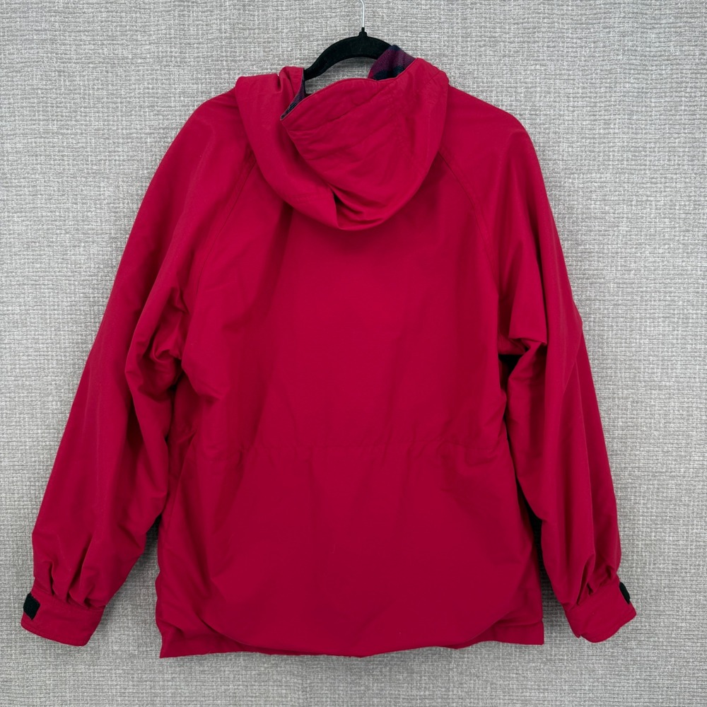 Vintage REI Hooded Jacket Women 12 Red Plaid Merino Wool Lined Gorpcore Boho - Picture 2 of 13